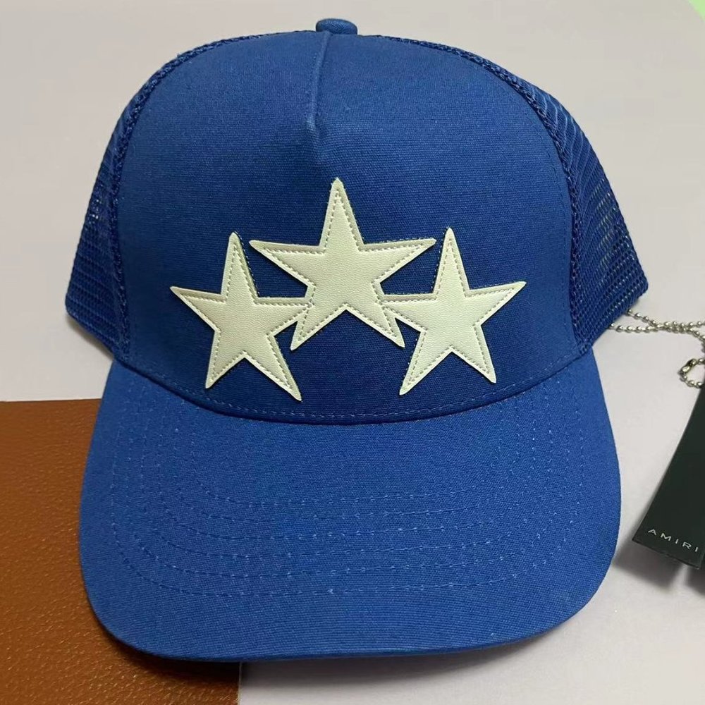 AMIRI Fashionable Star Embroidered Sun Hat-Blue